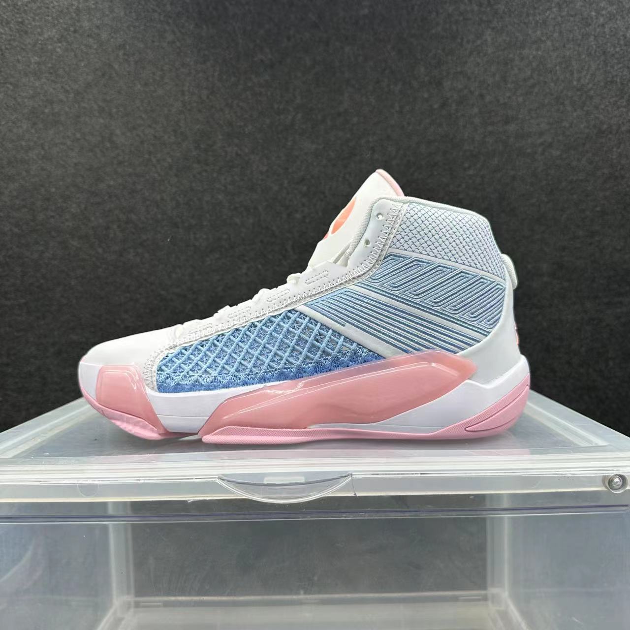 Men's Running Weapon Air Jordan 38 White/Pink/Blue Shoes 008